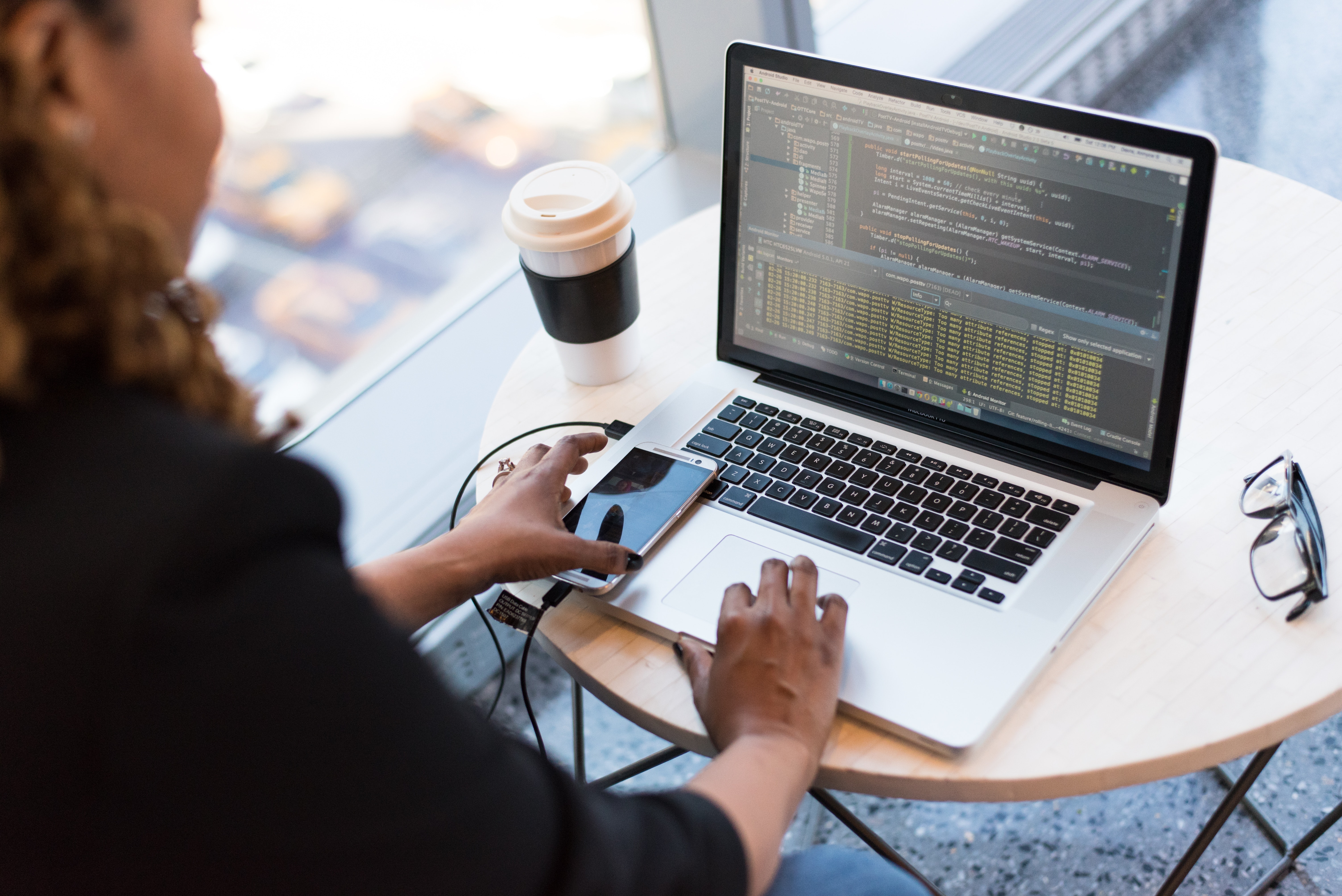 Developer working on a laptop computer