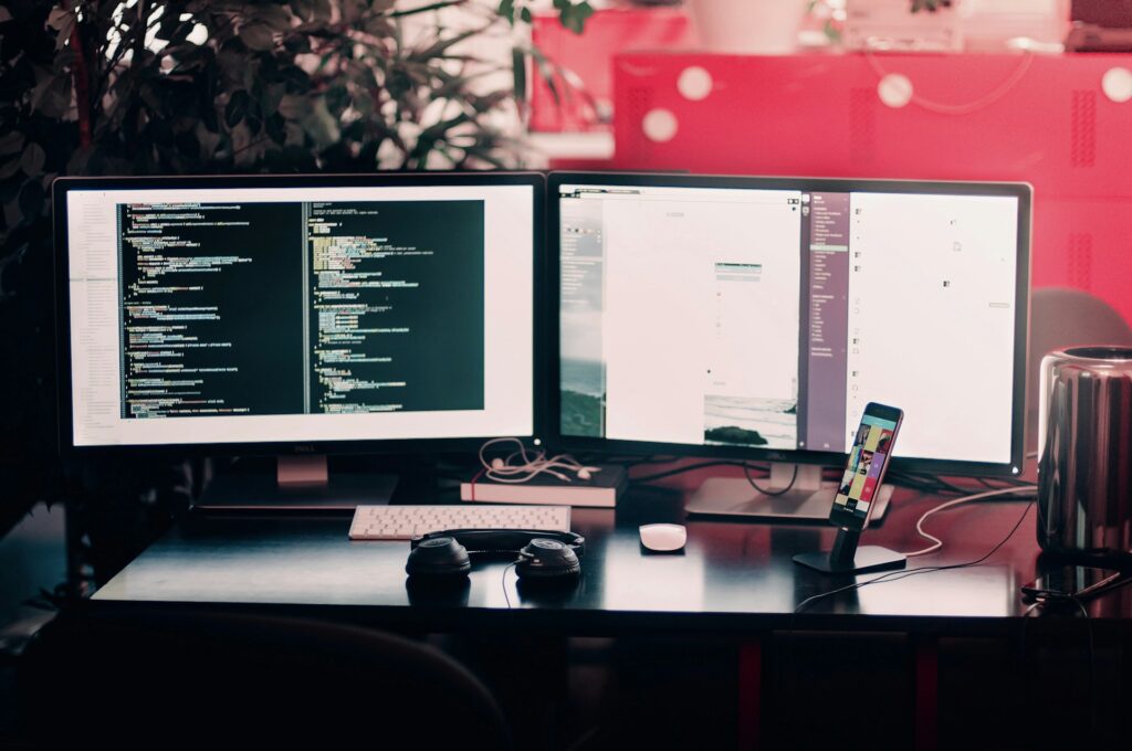 Dual monitor desktop setup