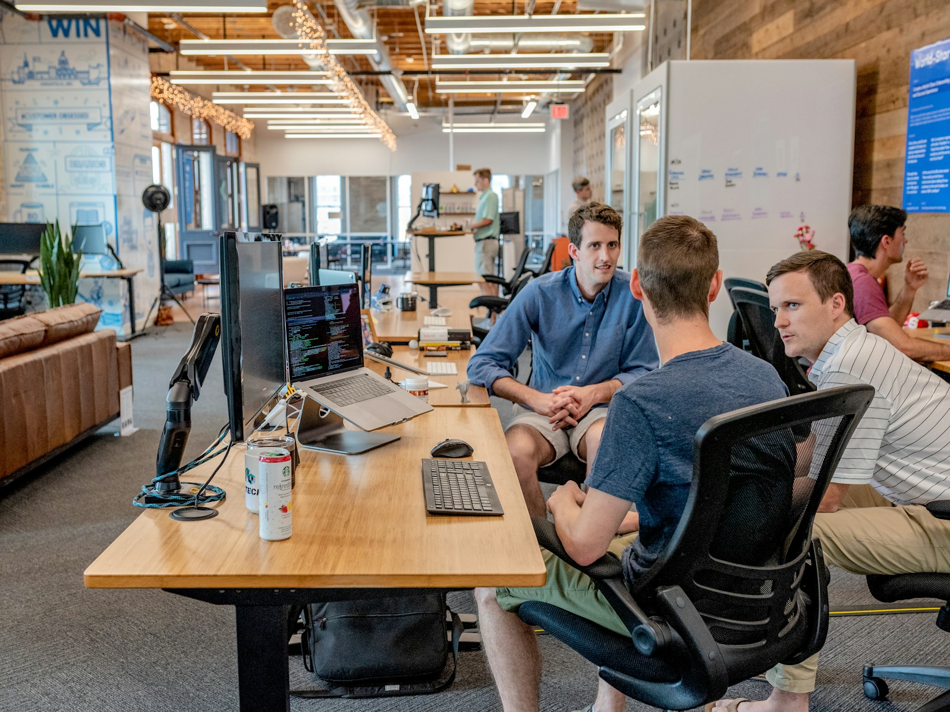 Small team working on coworking space